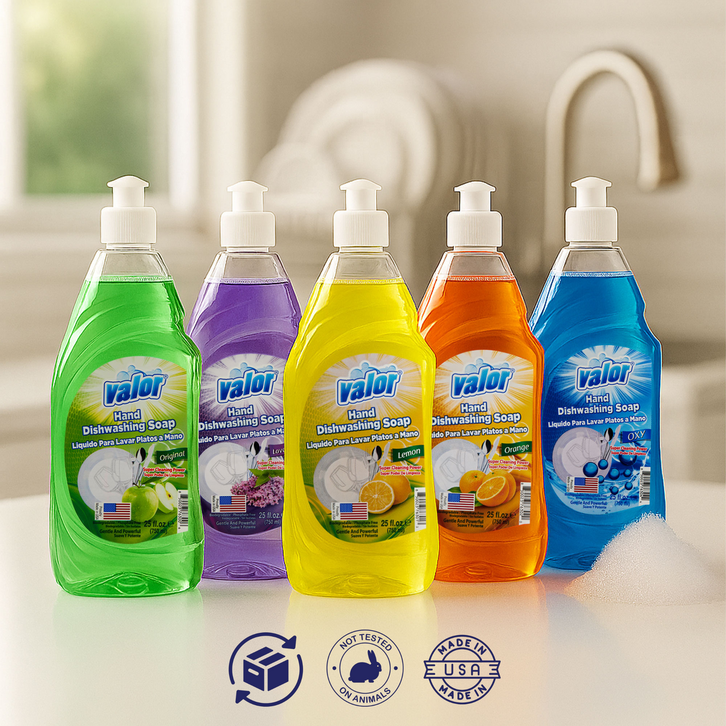 Dishwashing Liquid Lemon Scent by Valor Cleaners - Professional grade cleaning solution.