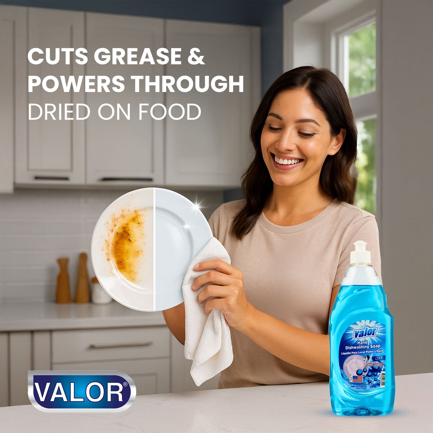 Dishwashing Liquid Oxy Power by Valor Cleaners - Professional grade cleaning solution.