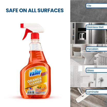 Orange Multi Purpose Cleaner Trigger Sprayer by Valor Cleaners - Professional grade cleaning solution.