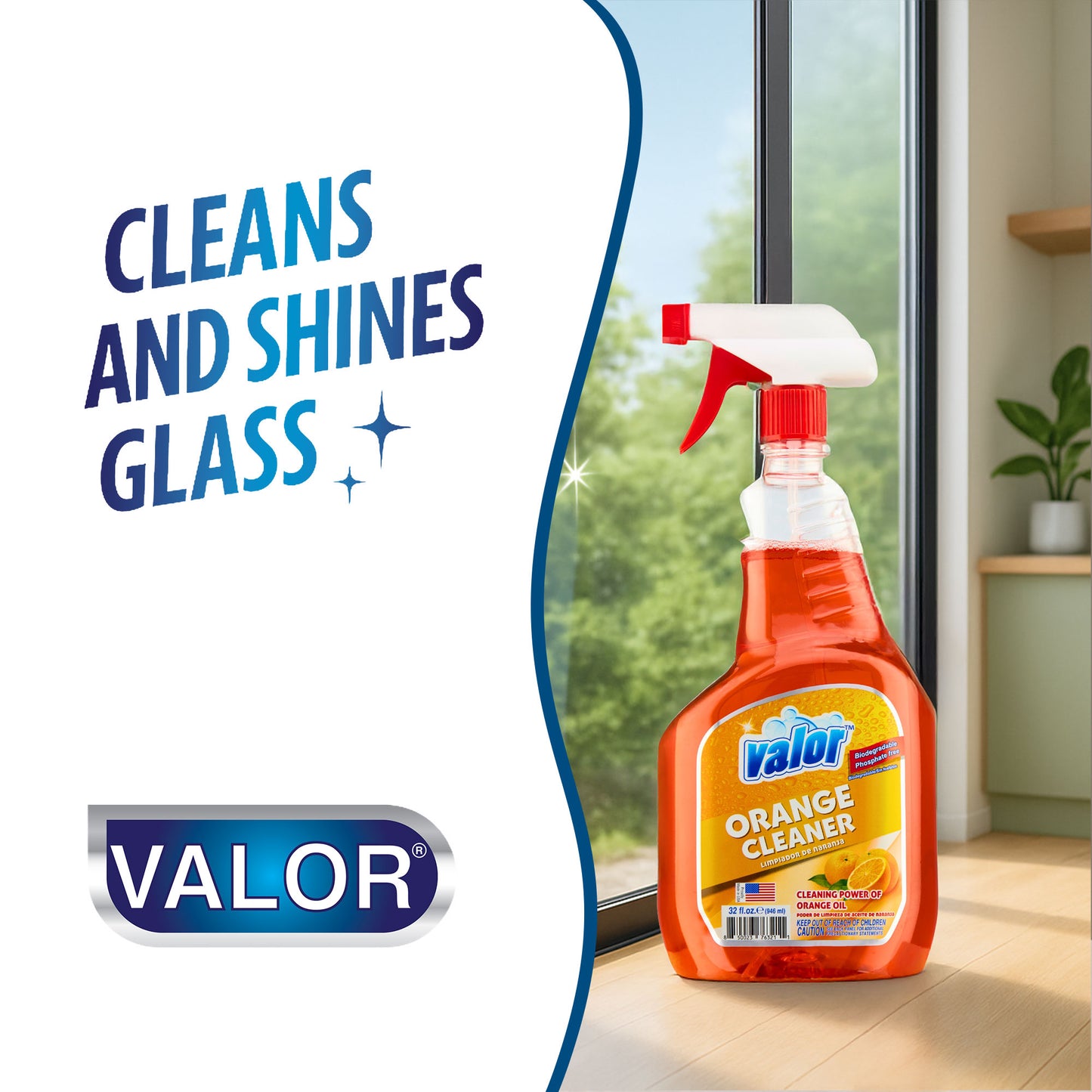 Orange Multi Purpose Cleaner Trigger Sprayer by Valor Cleaners - Professional grade cleaning solution.