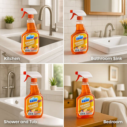 Orange Multi Purpose Cleaner Trigger Sprayer by Valor Cleaners - Professional grade cleaning solution.