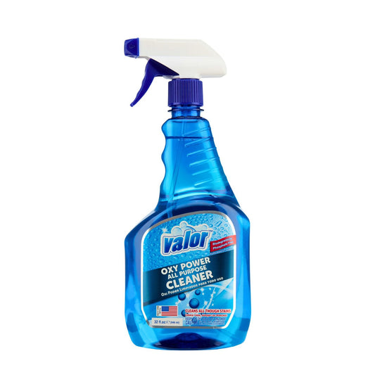 Valor Oxy Cleaner Trigger Sprayer, an all-purpose cleaner for tough stains and dirt on multiple surfaces.